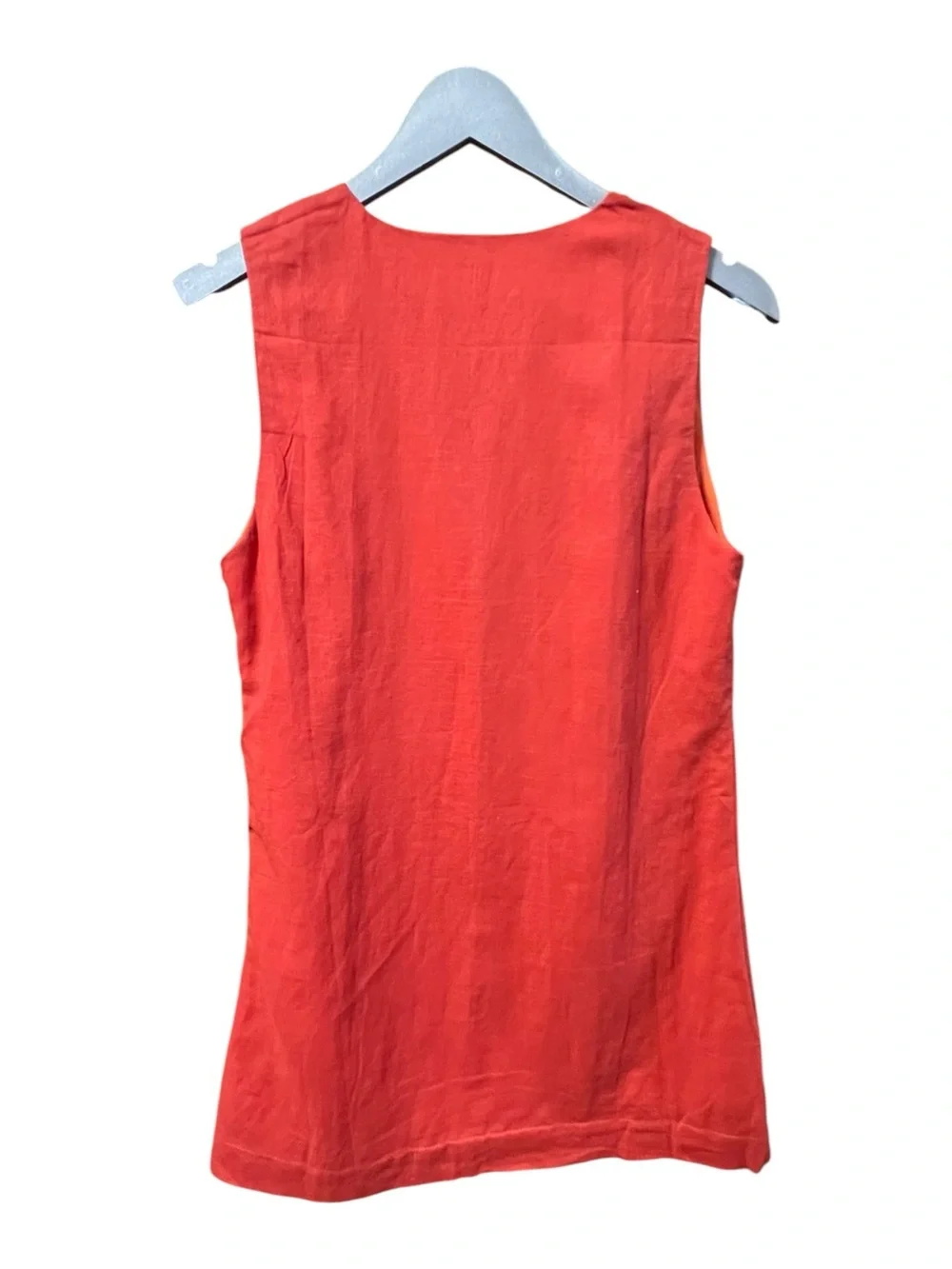 Commense Linen Cotton Sleeveless V-Neck Shift Dress Reddish Orange Size S - Picture 4 of 6